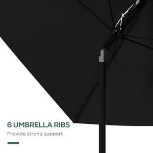 Outsunny 2 x 3(m) Garden Parasol Rectangular Market Umbrella w/ Crank Black