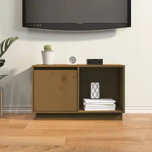 Berkfield TV Cabinet Honey Brown 74x35x44 cm Solid Wood Pine