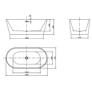 Banyetti Newton Noir 1700 x 800 Freestanding Acrylic Bath - Gloss Black