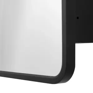 76cm H Surface Mount Rectangular Bathroom Storage Mirror Cabinet with Round Corner in Black