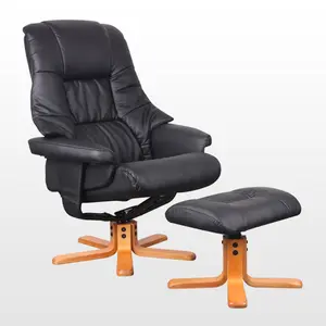 Sorento Black Bonded Leather Swivel Recliner Armchair Chair With Foot Stool