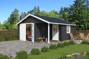 Nevis + wooden door-Log Cabin, Wooden Garden Room, Timber Summerhouse, Home Office