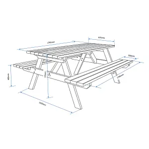 Hutton Garden  British Made Superior Wooden Rectangular Picnic Table FCS Cert