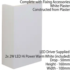 LED Twin Wall Light Warm White Primed White (ready to paint) Bedside Down Lamp