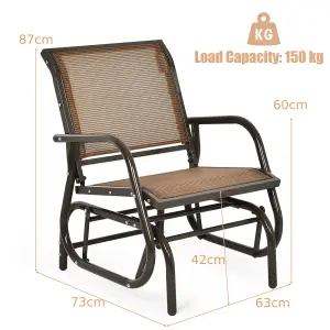 Costway Outdoor Swing Glider Chair Patio Garden Rocking Chair w/ Metal Frame