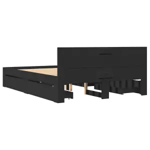 Berkfield Bed Frame with Headboard without Mattress Black 140x200 cm