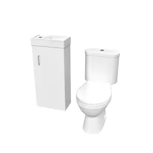 Nes Home White 400mm Basin Sink Vanity Unit and WC Toilet Set