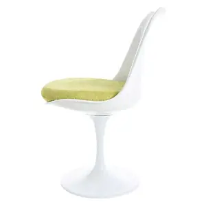 White Tulip Dining Chair with Luxurious Green Cushion