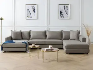 5 Seater Fabric Sofa Light Taupe LILVIKEN