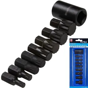 BlueSpot 9pc Impact Spline Bit Socket Set M6-M18 S2 Steel 1/2" Drive