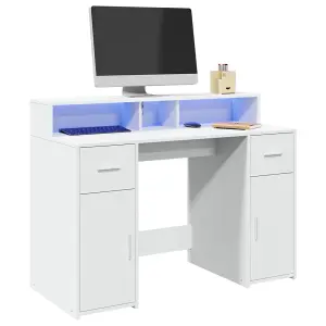 Berkfield Desk with LED Lights White 120x55x91 cm Engineered Wood