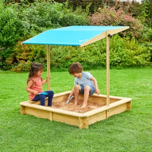 TP Toys Timber Rectangular Sand pit, Pack of 1 with Canopy