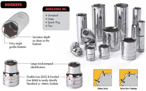 Gearwrench 13Pc Socket Set 1/2Dr 6Point Hand Tool Heavy Duty - 1 Set