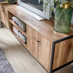 Home Source Oakmere TV Stand Unit Black and Oak Effect