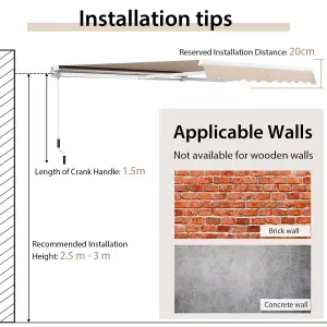 Costway 3.6 x 3m Patio Awning Manual Garden Canopy Sun Shade Retractable Shelter Outdoor