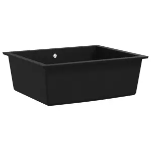 Berkfield Kitchen Sink with Overflow Hole Black Granite