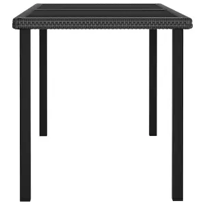 Berkfield Garden Dining Table Black 140x70x73 cm Poly Rattan