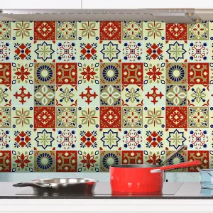 24 Pieces 15x15cm Bahia Burnt Orange Beige Moroccan Tile Stickers