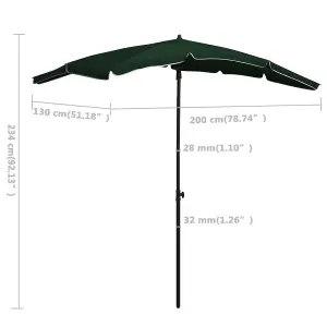 Berkfield Garden Parasol with Pole 200x130 cm Green