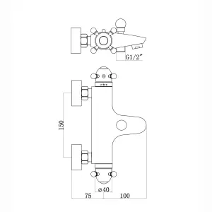 ENKI Gallant Antique Brass Traditional Wall Mounted Brass Thermostatic Bath Shower Mixer Tap BBT0218