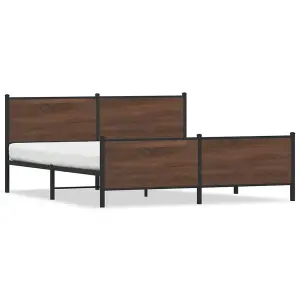 Berkfield Metal Bed Frame without Mattress Brown Oak 200x200 cm