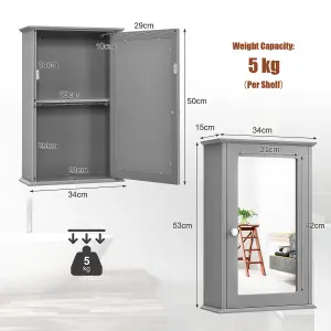 Costway Mirrored Bathroom Cabinet Wall Mount Storage Cabinet w/ Single Door