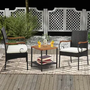 Costway Set of 2 Patio Wicker Chair Set Outdoor PE Rattan Chairs w/ Cushion