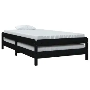 Berkfield Stack Bed Black 90x200 cm Solid Wood Pine