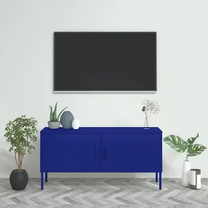 Berkfield TV Cabinet Navy Blue 105x35x50 cm Steel