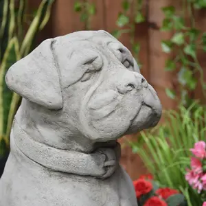 Stone Cast Large Boxer Dog Garden Ornament