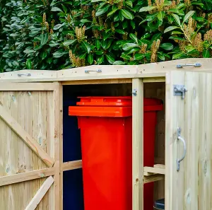 Shireburn 2 Wheelie Bin/6 Recycle Box Store - Timber - L80.4 x W319.5 x H120 cm