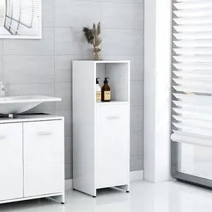 Berkfield Bathroom Cabinet High Gloss White 30x30x95 cm Engineered Wood