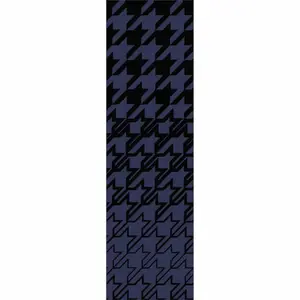 Houndstooth 162808 Wool Runner Rugs by Ted Baker in Dark Blue - 67x230cm