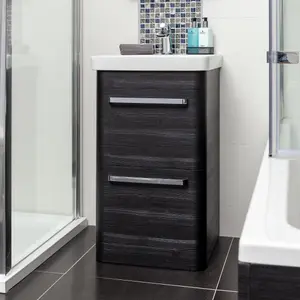 Emery Textured Black Floor Standing Bathroom Vanity Unit & Basin Set with Chrome Handles (W)50cm (H)86cm