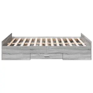 Berkfield Bed Frame with Drawers without Mattress Grey Sonoma 135x190 cm Double