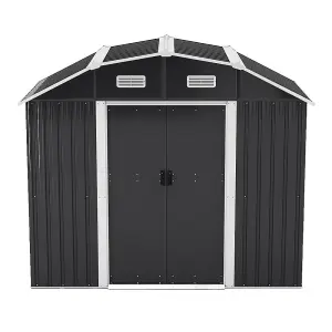 Large Charcoal Black Galvanized Steel Acrylic Storage Shed Slope Roof Double Door