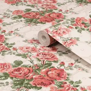 Laura Ashley Rose Garden Country Roses Pink Smooth Wallpaper