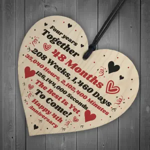 4th Anniversary Gift Husband Wife Wedding One Year Mr Mrs Gift Wood Heart