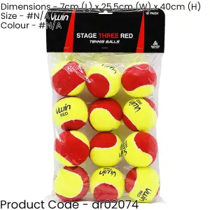 Bulk Pack Tennis Ball Bucket - 12x Stage 3 Red Training Balls - Premium Court