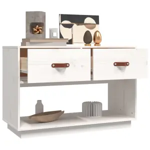 Berkfield TV Cabinet White 90x40x60 cm Solid Wood Pine