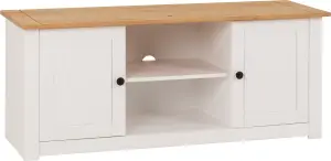 Panama 2 Door 1 Shelf Flat Screen TV Unit in White and Natural Wax Finish