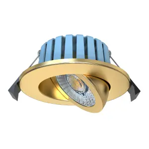 Litecraft COB LED Satin Brass Adjustable Colour Changing Bathroom Downlight