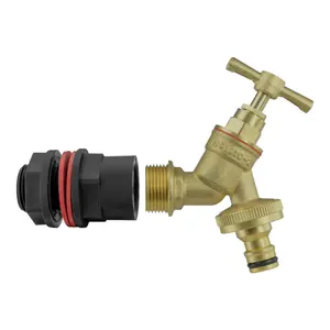 water butt/water storage tank outlet adaptor +brass bib tap +ptfe tape(requires a 21mm hole)