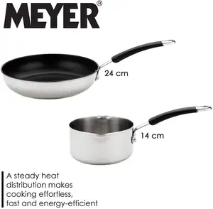 Meyer Induction Sets Silver Round Stainless Steel Induction Suitable Cookware Set Pack of 5