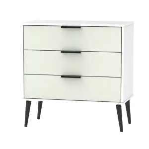 Kyoto Ready assembled Matt grey & white 3 Drawer Chest (H)740mm (W)765mm (D)395mm