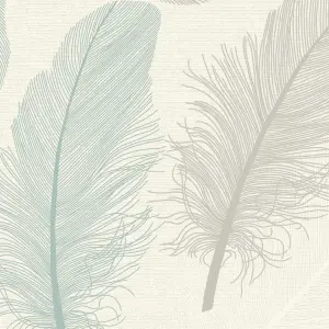 Elstow Teal Feather Classic Textured Wallpaper