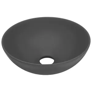 Berkfield Bathroom Sink Ceramic Dark Grey Round