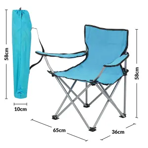 Kids Lightweight Folding Camping Chair - Portable Steel Frame Arm Chair with Carry Bag for Outdoor and Camping Suitable for Ages