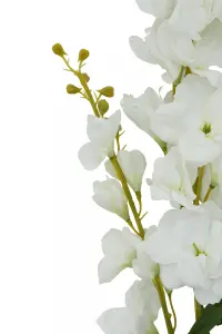 Fiori 90cm White Delphinium Spike Artificial Plant Foliage