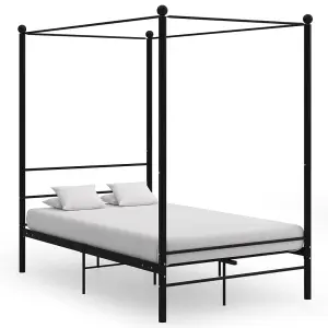 Berkfield Canopy Bed Frame Black Metal 140x200 cm